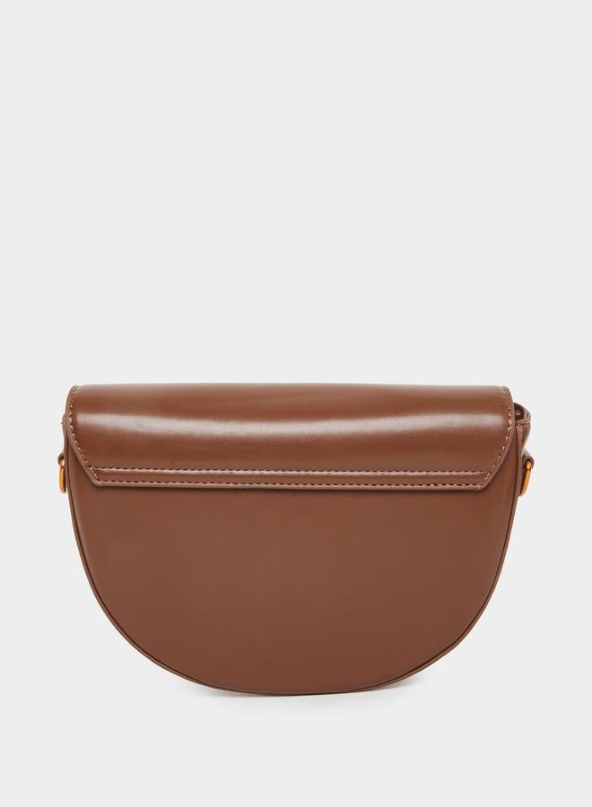 Styli Solid Half Moon Saddle Bag with Flap Front - Image 2
