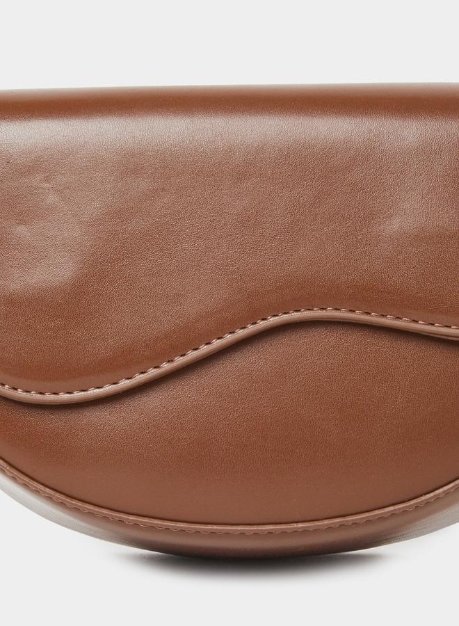Styli Solid Half Moon Saddle Bag with Flap Front - Image 3