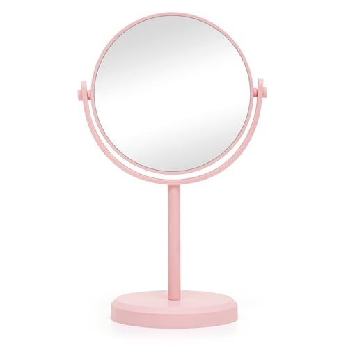 Livzing Makeup Mirror, Magnifying Mirror, Double Side Magnification Tabletop Vanity Hand Stand,5X and 1X Mirror, Portable Table | Plastic Framed Magnifying Round Mirrors-Adjustable Shaving Mirrors. - Image 3