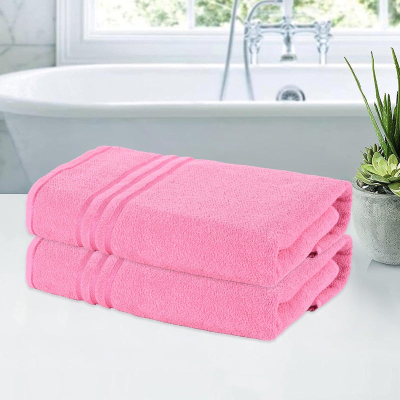 Kuber Industries Kuber Industries (Pack of 2) Bath Towel | 30x60 Inch | 144 GSM Cotton Unisex Bathroom Towel | Towel for Bath-Gym-Travel-Beach-Pool | Towel for Bathing | Towels for Bath | Plain Lining | Pink  - Image 1