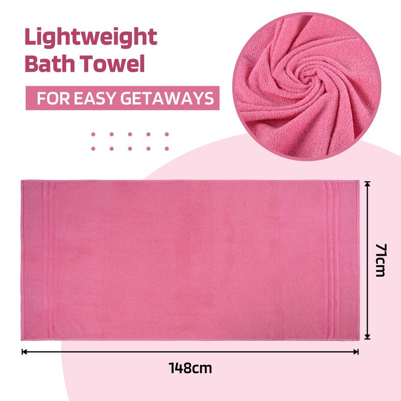 Kuber Industries Kuber Industries (Pack of 2) Bath Towel | 30x60 Inch | 144 GSM Cotton Unisex Bathroom Towel | Towel for Bath-Gym-Travel-Beach-Pool | Towel for Bathing | Towels for Bath | Plain Lining | Pink  - Image 3
