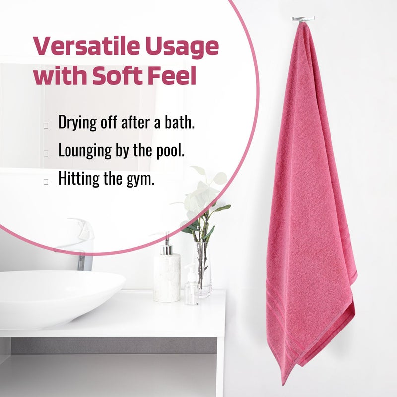 Kuber Industries Kuber Industries (Pack of 2) Bath Towel | 30x60 Inch | 144 GSM Cotton Unisex Bathroom Towel | Towel for Bath-Gym-Travel-Beach-Pool | Towel for Bathing | Towels for Bath | Plain Lining | Pink  - Image 4