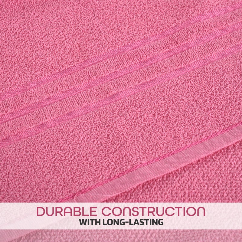 Kuber Industries Kuber Industries (Pack of 2) Bath Towel | 30x60 Inch | 144 GSM Cotton Unisex Bathroom Towel | Towel for Bath-Gym-Travel-Beach-Pool | Towel for Bathing | Towels for Bath | Plain Lining | Pink  - Image 5