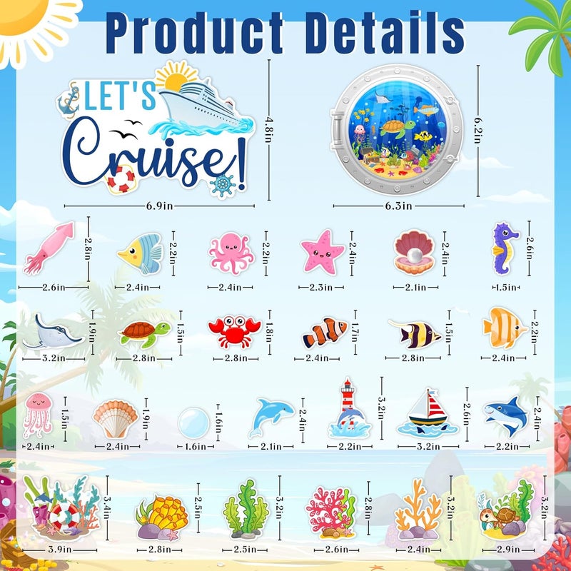 TREACLUB 27PCS Cruise Door Decorations Magnetic, Ocean Sea Animal Cruise Magnets for Door Decoration Summer Cruise Cabin Door Magnet Stickers for Carnival Cruise Refrigerator Car Door - Image 2
