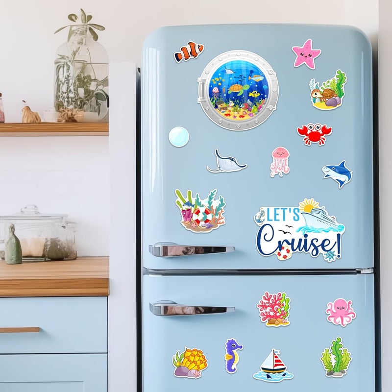 TREACLUB 27PCS Cruise Door Decorations Magnetic, Ocean Sea Animal Cruise Magnets for Door Decoration Summer Cruise Cabin Door Magnet Stickers for Carnival Cruise Refrigerator Car Door - Image 5