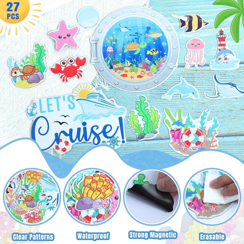 TREACLUB 27PCS Cruise Door Decorations Magnetic, Ocean Sea Animal Cruise Magnets for Door Decoration Summer Cruise Cabin Door Magnet Stickers for Carnival Cruise Refrigerator Car Door - Image 3