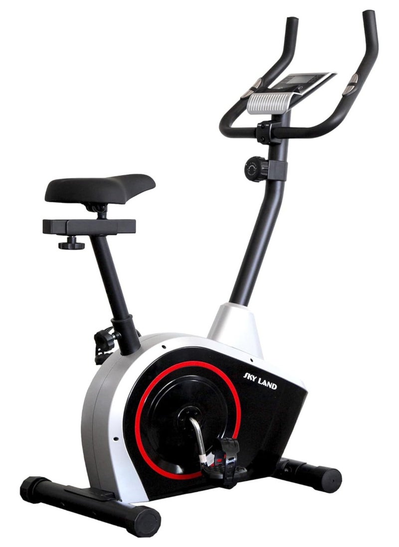 Sky Land - Upright Magnetic Exercise Bike | Home Gym Cardio Cycling Machine | 8-Level Resistance, 5Kg 2-Way Flywheel, Digital Display & Pulse Sensors, Adjustable Seat, FitShow App – EM-1570 - Image 1