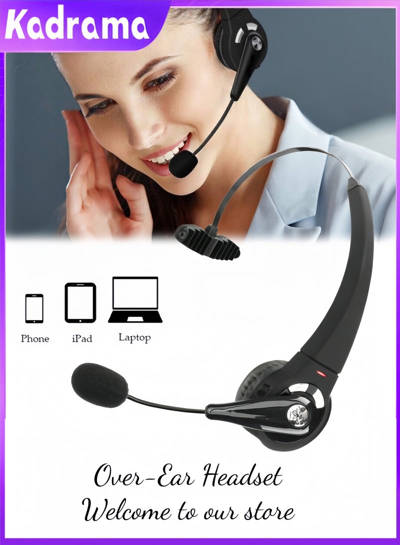 كادراما سماعة رأس لاسلكية مزودة بميكروفون وسماعة رأس بلوتوث مع خاصية إلغاء الضوضاء للمكتب والاجتماعات والدردشة ومراكز الاتصال وسماعات رأس مريحة فوق الأذن مع ميكروفون دوار - Image 1