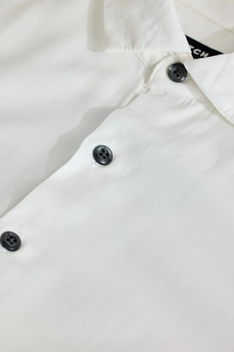 سنيتش Bright White Solid Long Sleeve Slim Fit Shirt