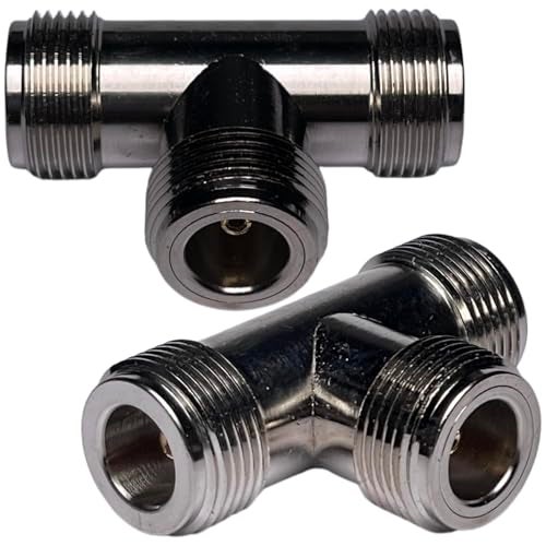 CESS N Type Female to N Type 2 Female T Splitter Coax Coaxial Adapter - N 3-Way Female Jack (2 Pack) - Image 1