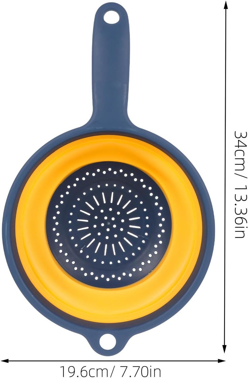Foldable Kitchen Strainer Basket with Handle, and Orange Plastic Collapsible Drain Basket for Washing Vegetables and Fruits, Household Sink Draining Container Style - Image 2