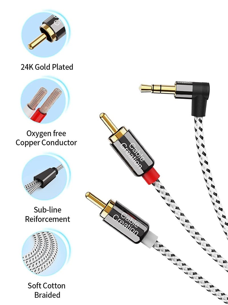 CableCreation 3.5mm to RCA Cable, 6 Feet Angle 3.5mm Male to 2RCA Male Auxiliary Stereo Audio Y Splitter Gold-Plated for Smartphones, MP3, Tablets, Speakers,Home Theater,HDTV,2m CC0829 - Image 4