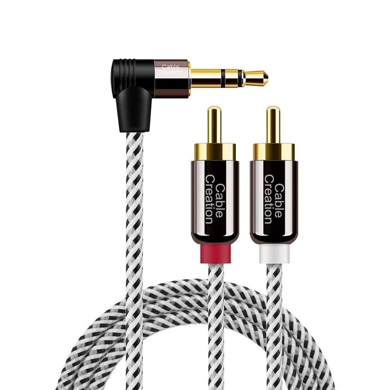 CableCreation 3.5mm to RCA Cable, 6 Feet Angle 3.5mm Male to 2RCA Male Auxiliary Stereo Audio Y Splitter Gold-Plated for Smartphones, MP3, Tablets, Speakers,Home Theater,HDTV,2m CC0829 - Image 1