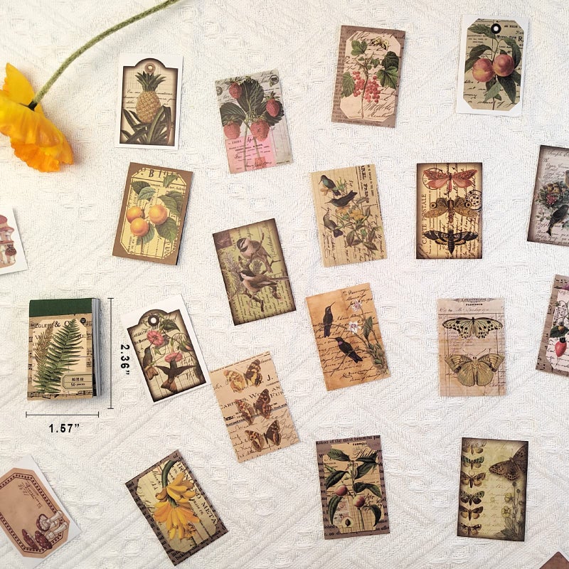 PRSTINCOL 300 Pcs Scrapbook Washi Stickers,Vintage Flower Butterfly Botanical Sticker Book for Junk Journal,Decorative Paper Stickers for Bullet Journal, Album, Collage, Planner, Gift Wrapping - Image 4