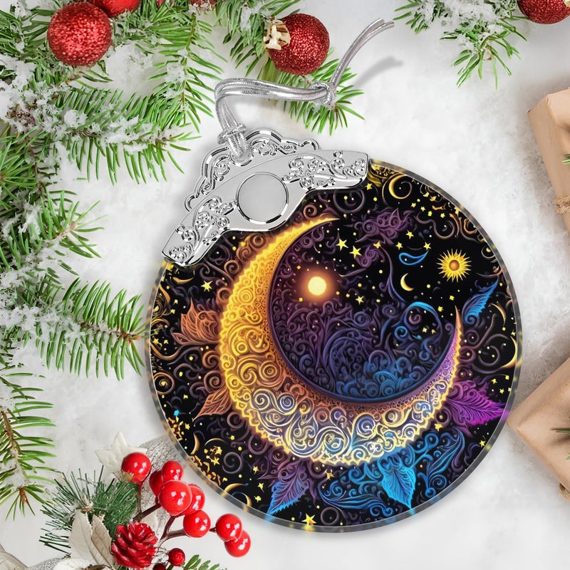 Jocidea Christmas Ornament - Stained Glass Sun and Moon Ornament - Christmas Home Decor - Christmas Tree Ornament - Holiday Ornament - Holiday Present Ideas - Gift Exchange - Sun and Moon with Stars - Image 5