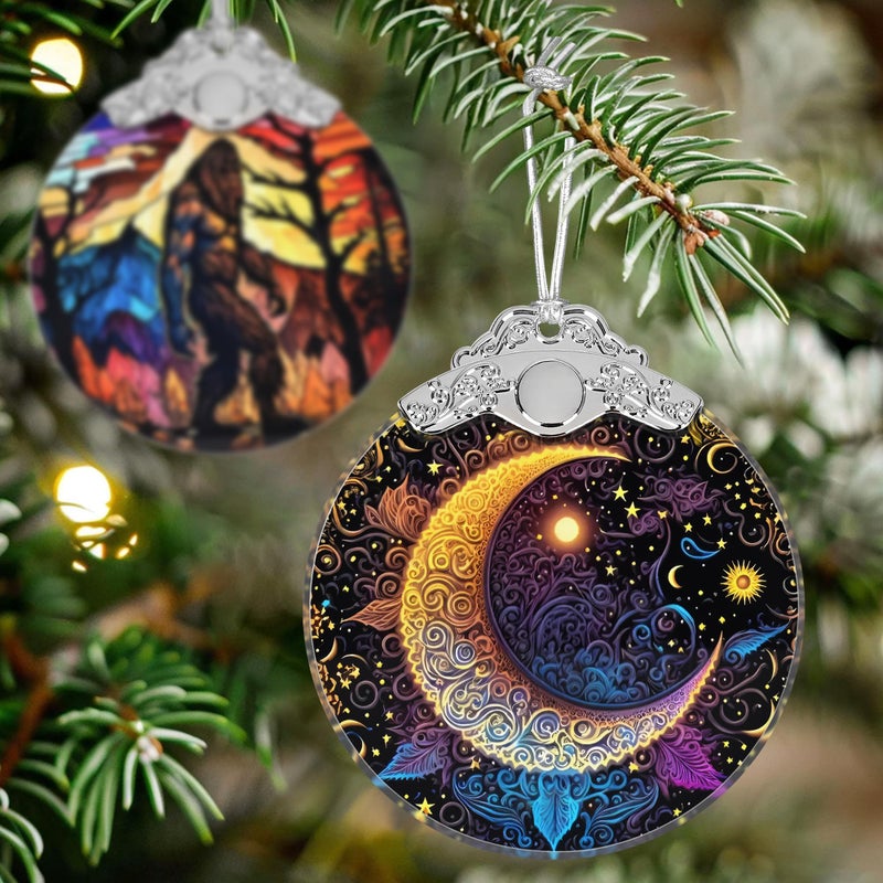 Jocidea Christmas Ornament - Stained Glass Sun and Moon Ornament - Christmas Home Decor - Christmas Tree Ornament - Holiday Ornament - Holiday Present Ideas - Gift Exchange - Sun and Moon with Stars - Image 4