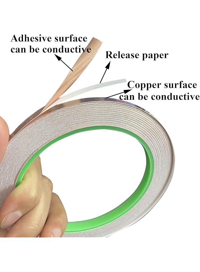 erorex 3Pcs Copper Foil Tape Double Sided Conductive Copper Tape With Adhesive For Emi Shielding Stained Glass Supplies Soldering Electrical Repairs Paper Circuits Grounding 5Mmx 20M - Image 2