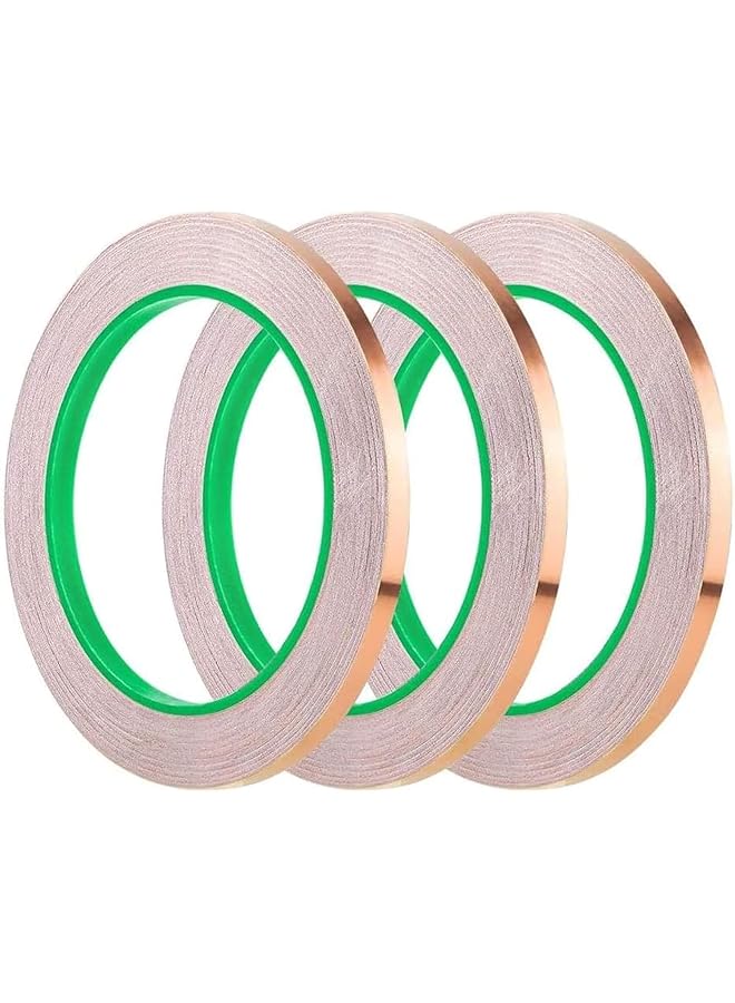 erorex 3Pcs Copper Foil Tape Double Sided Conductive Copper Tape With Adhesive For Emi Shielding Stained Glass Supplies Soldering Electrical Repairs Paper Circuits Grounding 5Mmx 20M - Image 1