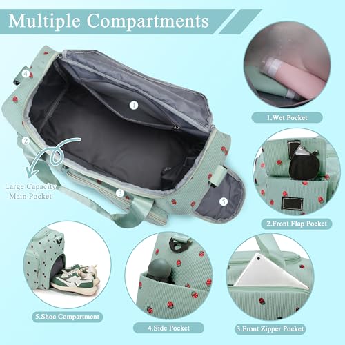 TESAFNG Small Gym Bags for Women, Travel Duffle Bag with Shoes Compartment, 4 in 1 Carry on Weekender Overnight Bag with Dry Wet Separated Pocket, Sport Gym Tote Bag for Yoga, Dance, Swimming, Workout, Ballet - Image 3