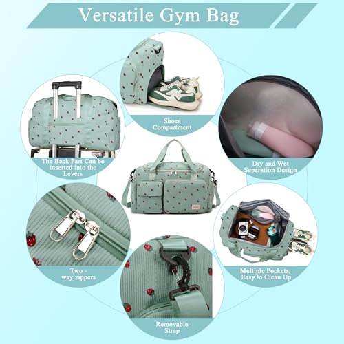 TESAFNG Small Gym Bags for Women, Travel Duffle Bag with Shoes Compartment, 4 in 1 Carry on Weekender Overnight Bag with Dry Wet Separated Pocket, Sport Gym Tote Bag for Yoga, Dance, Swimming, Workout, Ballet - Image 4