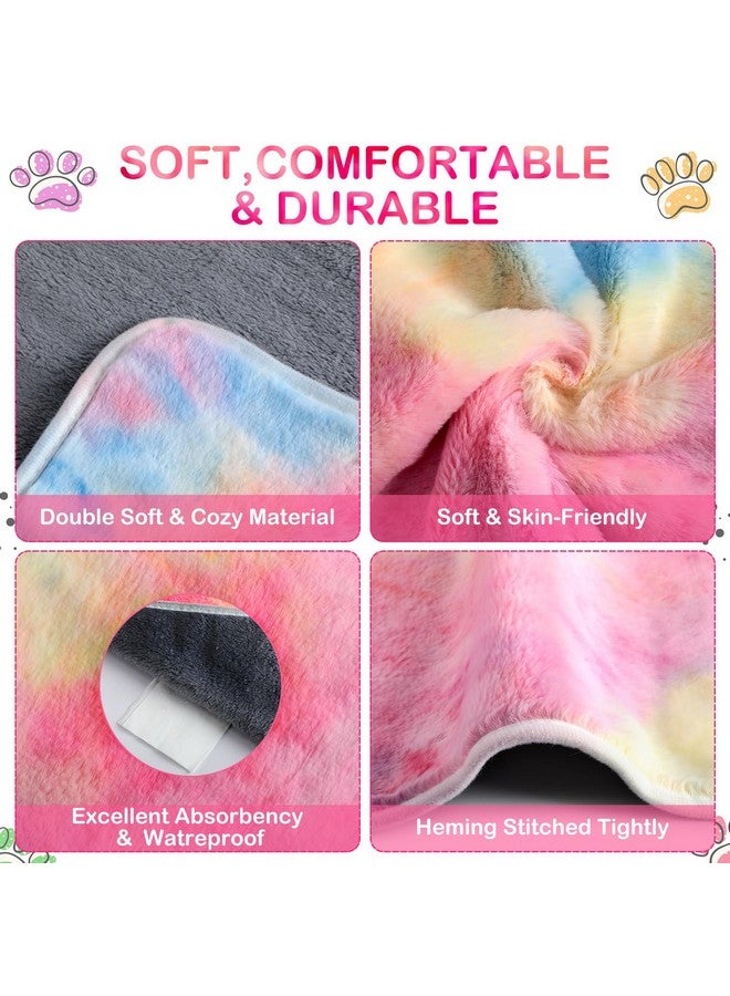 Reginary 4 Pcs Waterproof Guinea Pig Blankets Washable Small Animal Fleece Bedding Absorbent Guinea Pig Cage Liners Reusable Pet Pee Pad Sleep Mat Pad Cover for Hamster Ferret (Tie Dye Pattern,24 x 16 Inch) - Image 3