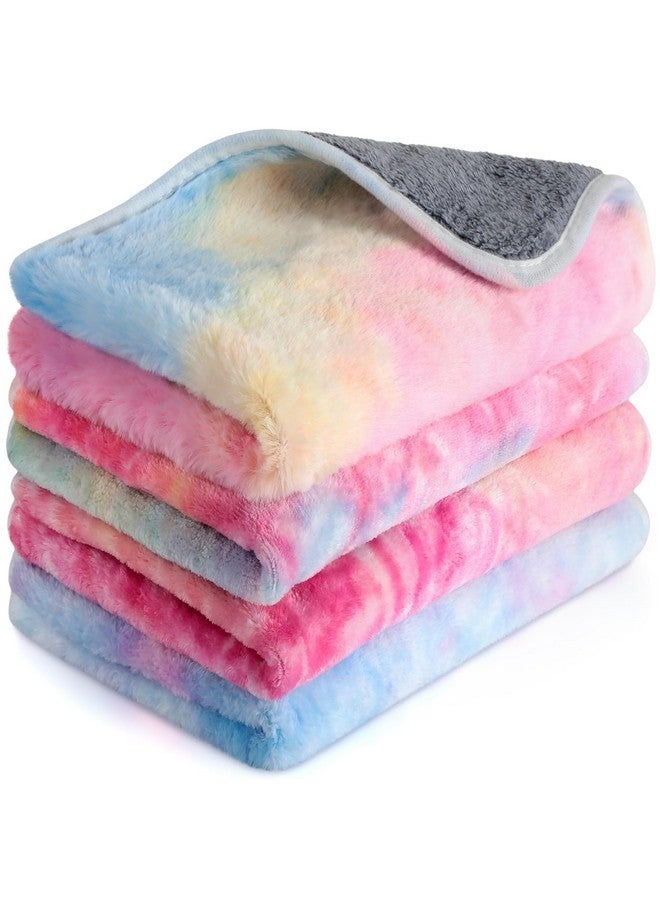 Reginary 4 Pcs Waterproof Guinea Pig Blankets Washable Small Animal Fleece Bedding Absorbent Guinea Pig Cage Liners Reusable Pet Pee Pad Sleep Mat Pad Cover for Hamster Ferret (Tie Dye Pattern,24 x 16 Inch) - Image 1