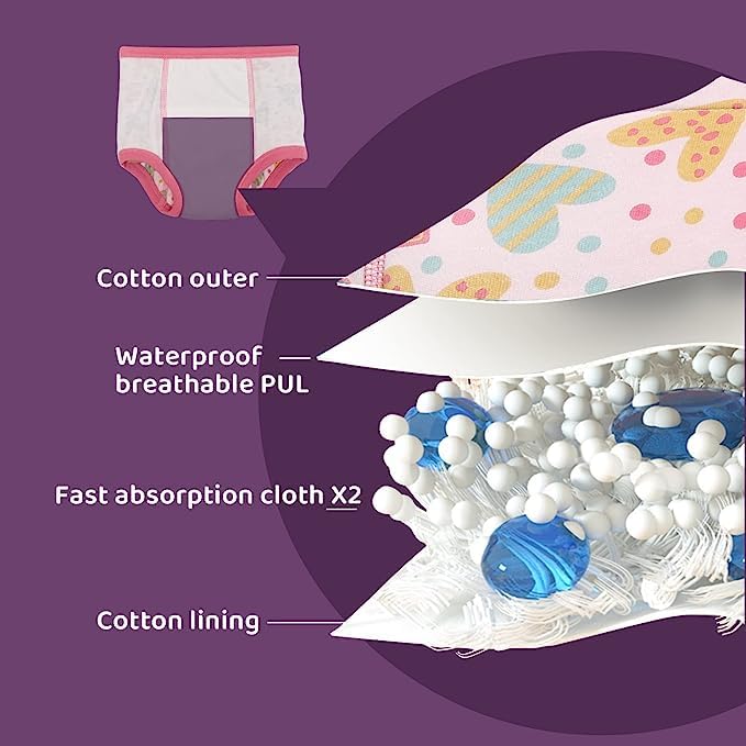 Moppets Cotton Baby Girls Potty Training Pants/Padded Panty Nappy (TRAINER 2-3 Yrs) PACK OF 4 - Image 2