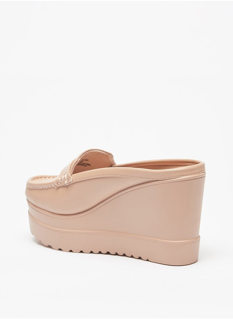 Flora Bella By Shoexpress - Womens Flora Bella Logo Detail Slip-On Flatform Heeled Mules - Image 1