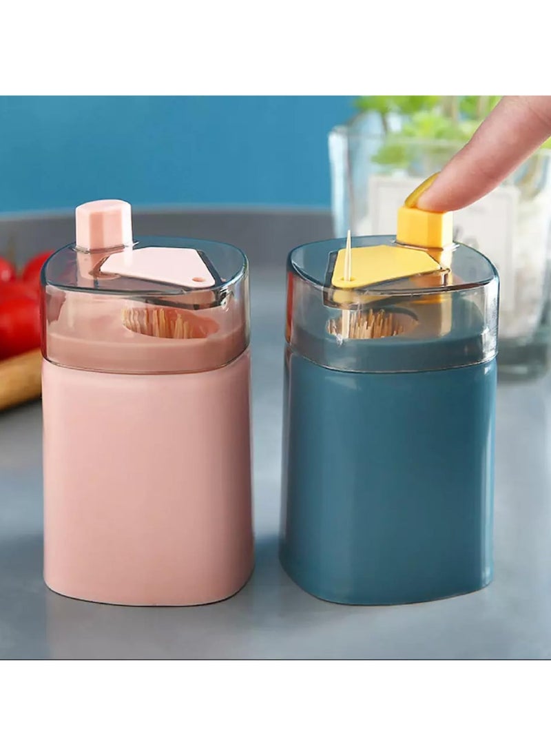 LIMITLESS Toothpick Holder Pop-up Toothpick Automatic Dispenser, Telescopic, Portable Toothpic Storage Organiser Box for Kitchen, Restaurant, Hotel, Office (Blue)  - Image 3