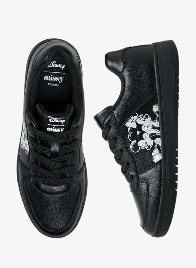 Disney Mickey And Minnie Mouse Print Lace-Up Sneakers