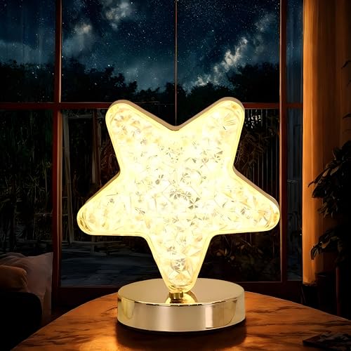CRAE 3D Star Desk Lamp | Cute Decorative Table Lamp | Acrylic Metal Bedside | Night Light for Living Room, Bedroom, Dining Party | (Star) - Image 1