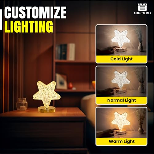 CRAE 3D Star Desk Lamp | Cute Decorative Table Lamp | Acrylic Metal Bedside | Night Light for Living Room, Bedroom, Dining Party | (Star) - Image 5