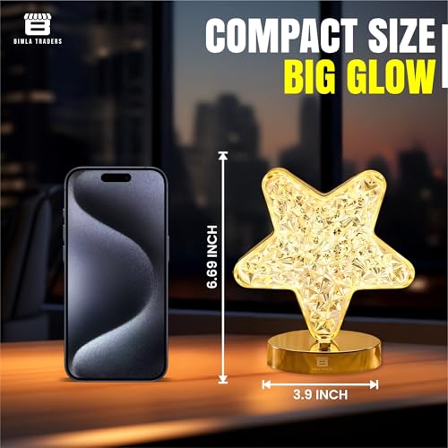 CRAE 3D Star Desk Lamp | Cute Decorative Table Lamp | Acrylic Metal Bedside | Night Light for Living Room, Bedroom, Dining Party | (Star) - Image 3