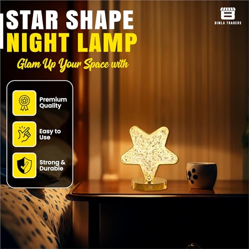 CRAE 3D Star Desk Lamp | Cute Decorative Table Lamp | Acrylic Metal Bedside | Night Light for Living Room, Bedroom, Dining Party | (Star) - Image 2
