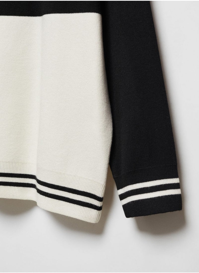 MANGO - Crew Neck Color Block Sweater - Image 1