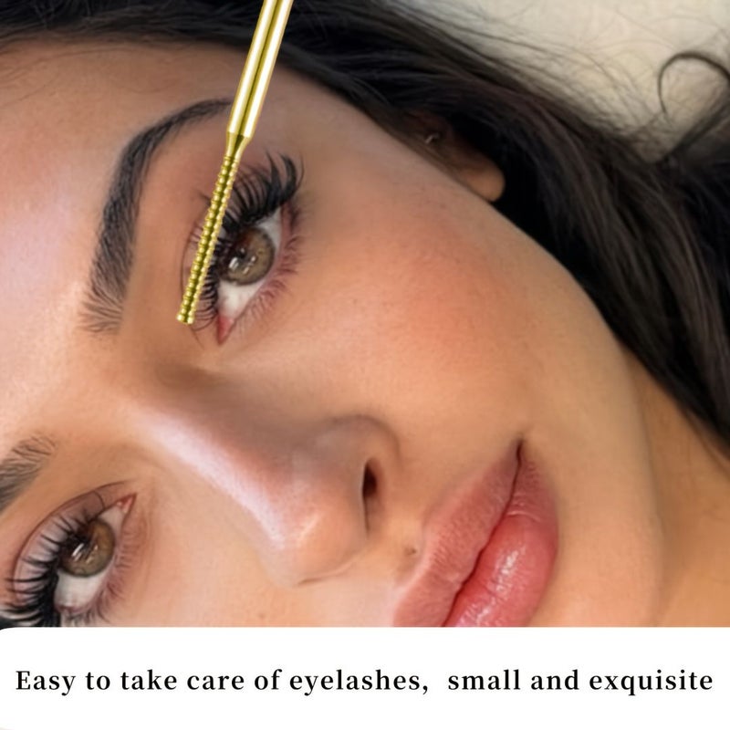 Golden Stainless Steel Double Ended Eyelash Comb With Leather Case - Image 3