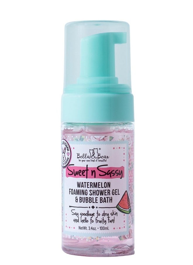 Bella and Bear Bella & Bear Sweet 'N' Sassy Watermelon Foaming Shower Gel & Bubble Bath With Pump, Travel Size  - Image 1