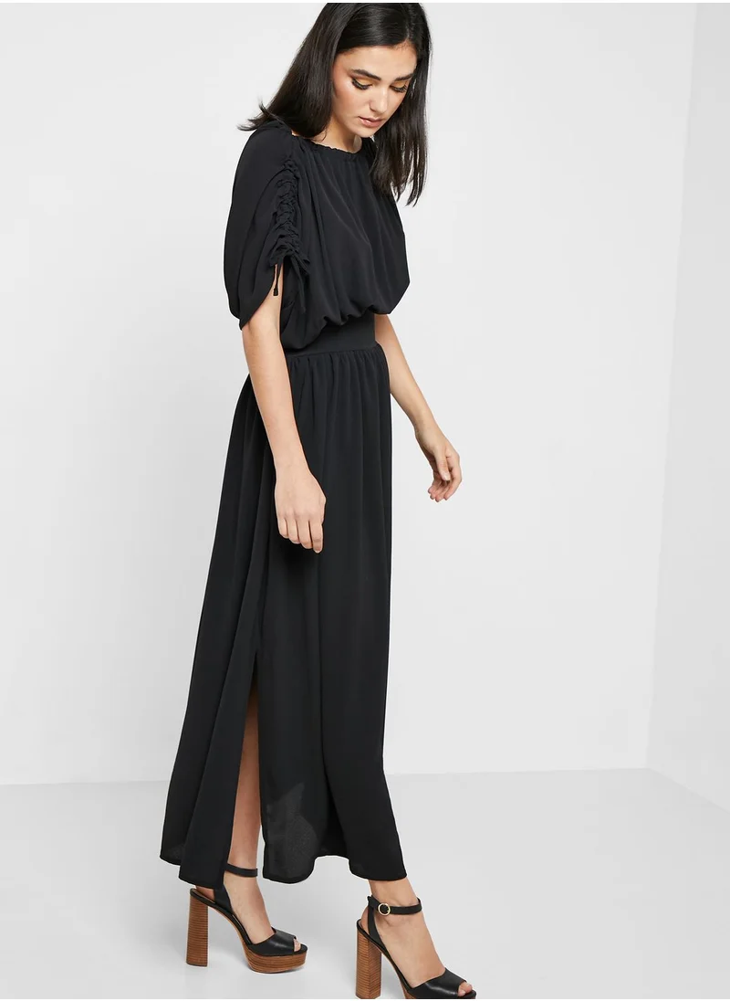 LOST INK Tie Sleeve Pleated Dress