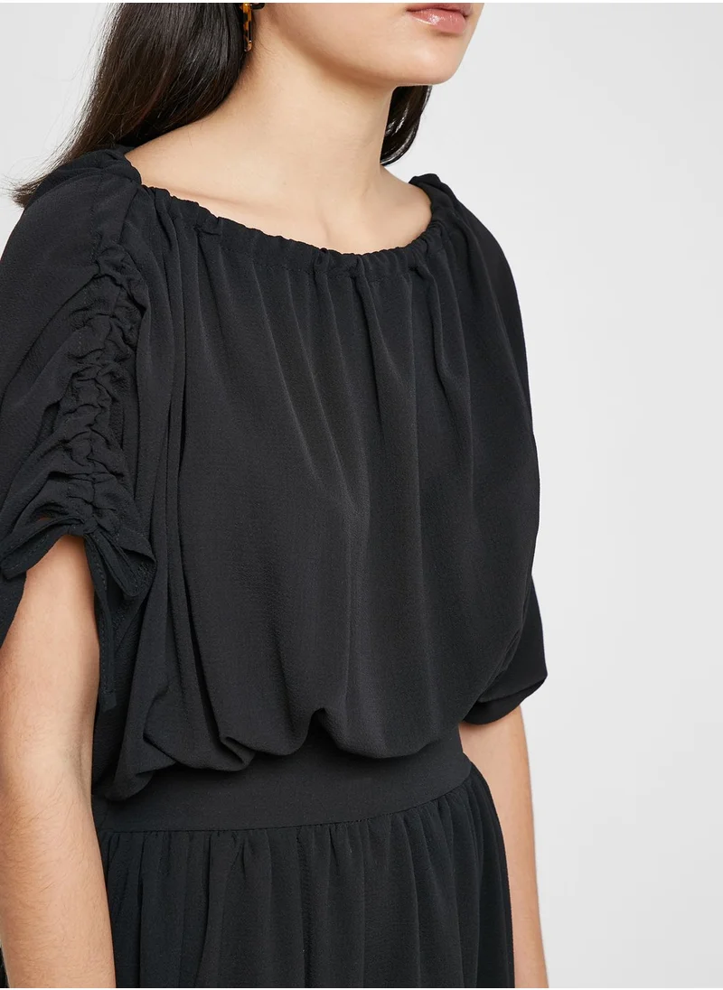 LOST INK Tie Sleeve Pleated Dress