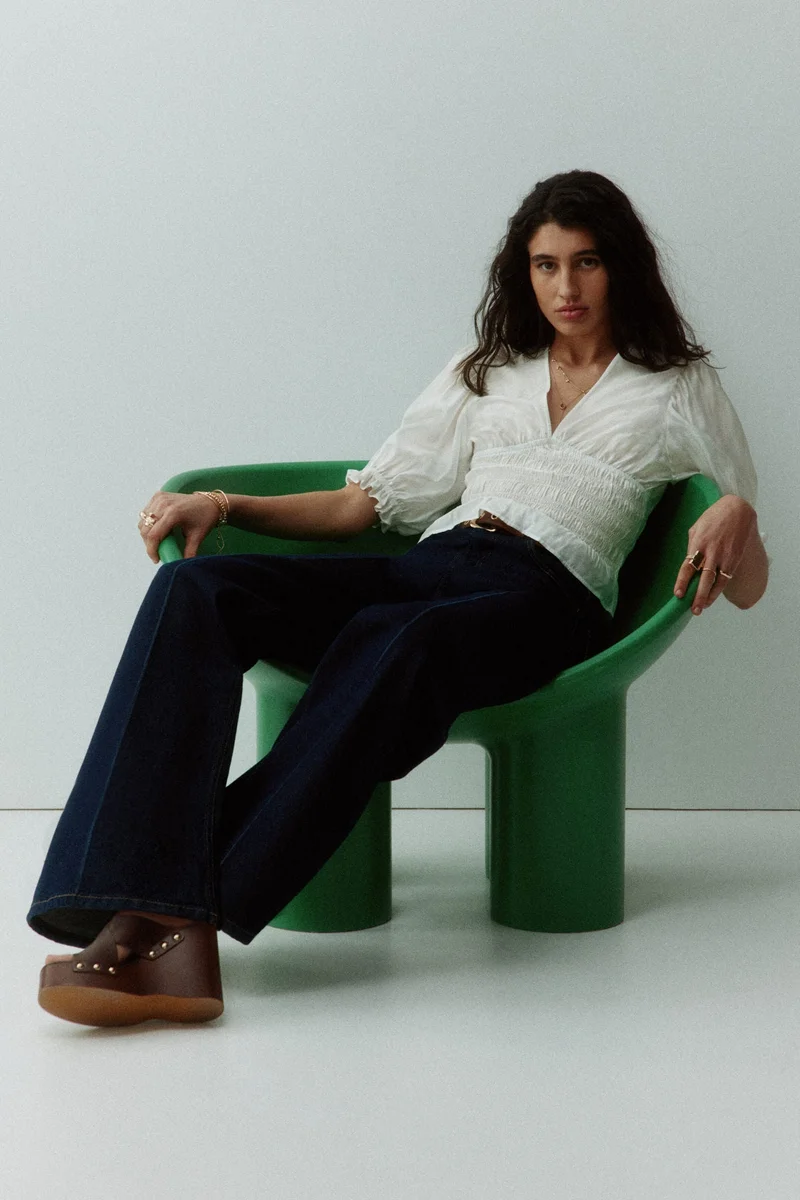 اتش اند ام بلوزة بخصر مجعد