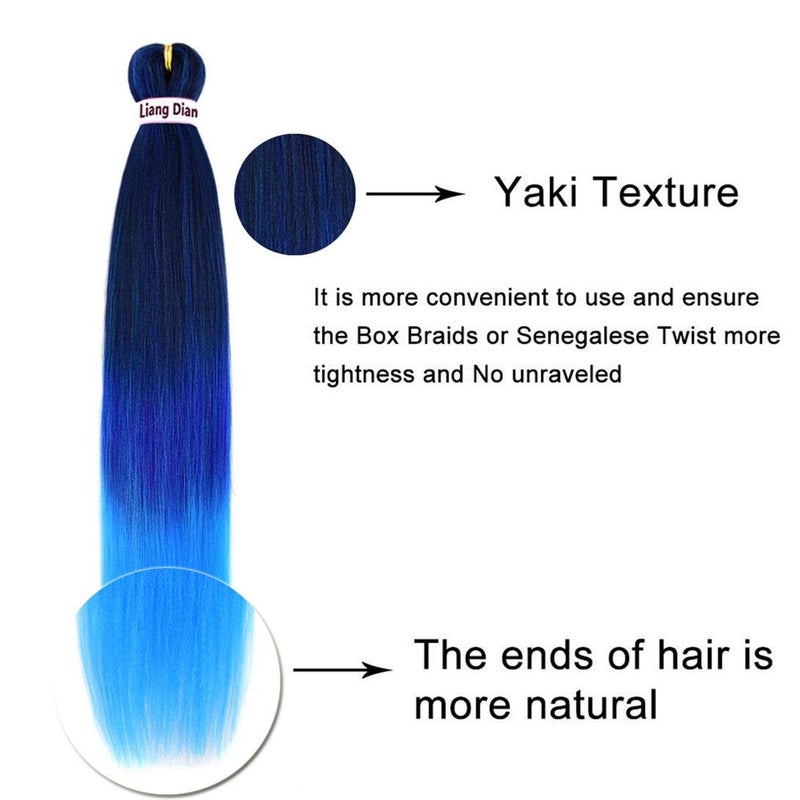 Liang Dian Pre-Stretched Braiding Hair 22 inch 6 packs Hot Water Setting Synthetic Hair Crochet Braiding Hair Extension(mixed black/dark blue/light blue) - Image 5