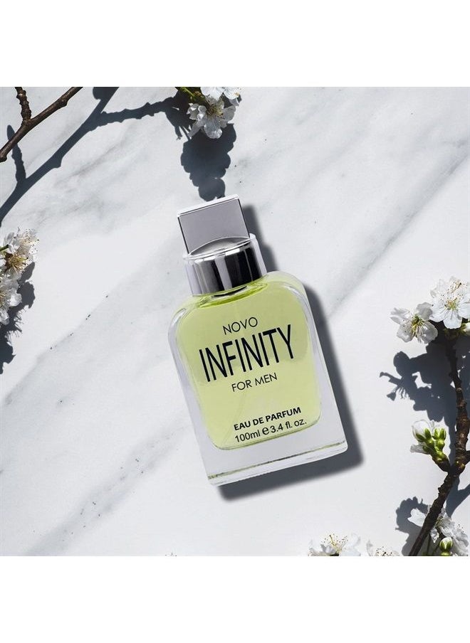 NovoGlow - Novo Infinity for Men - 3.4 Fluid Ounce Eau De Parfum Spray for Men - Refreshing Citrusy & Floral Top Notes with Subtle Woody Undertones Smell Fresh All Day Long Gift for Men for All Occasions - Image 1