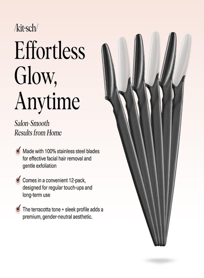 Kitsch Dermaplane Razor for Women Face – Face Razors for Women & Men, Eye Brow Razors & Face Shaver – Exfoliating Facial Razor & Dermaplaner as Skin Care Tool for Smoother Skin - Black, 6 pcs - Image 2