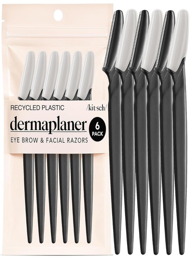 Kitsch Dermaplane Razor for Women Face – Face Razors for Women & Men, Eye Brow Razors & Face Shaver – Exfoliating Facial Razor & Dermaplaner as Skin Care Tool for Smoother Skin - Black, 6 pcs - Image 1