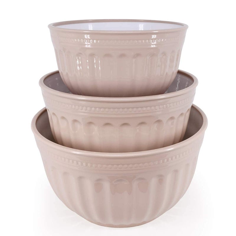 KIRFIZ KIRFIZ 3 pcs Mixing Bowl with Airtight Lid Plastic Bowl with Lid Salad BowlFood Serving Bowls Melamine BowlsNesting Bowls for Home Outdoor Indoor Kitchen  - Image 2