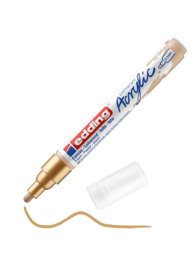 Edding 5100 Acrylic Marker Medium Gold 1 Waterproof Acrylic Paint Marker Round Nib 2 3Mm Acrylic Paint Pen For Drawing On Canvas Art Paper And Wood Acrylic Markers For Pebbles - Image 1