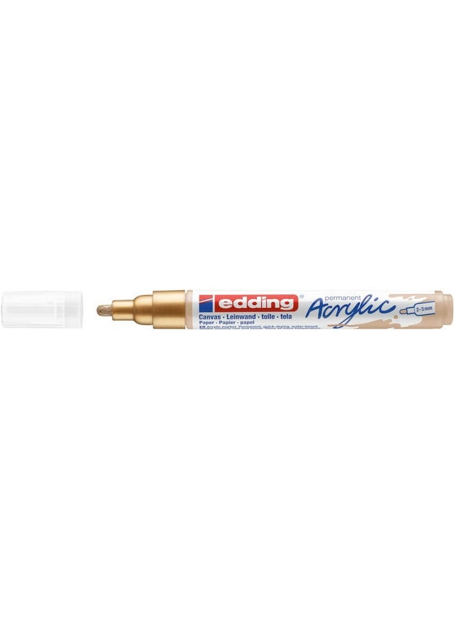Edding 5100 Acrylic Marker Medium Gold 1 Waterproof Acrylic Paint Marker Round Nib 2 3Mm Acrylic Paint Pen For Drawing On Canvas Art Paper And Wood Acrylic Markers For Pebbles - Image 2