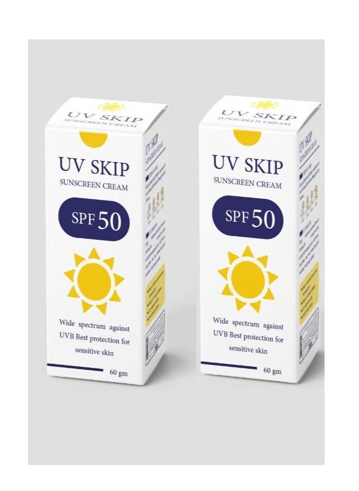 Ziax pharma UV-Skip sunblock cream SPF50+ 2 packs  - Image 1