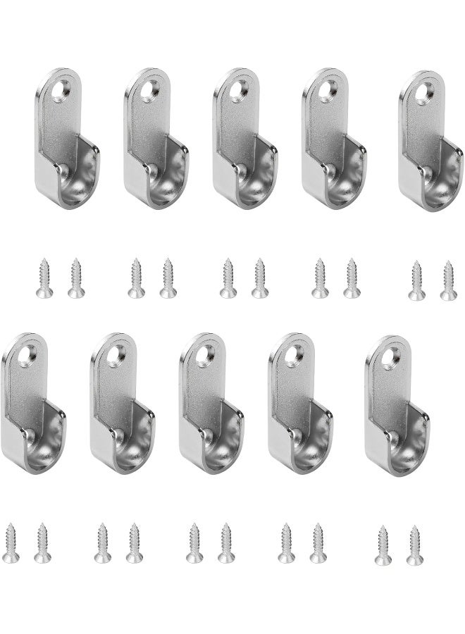 Royal Apex Oval Closet Rod End Flange Bracket Supports Furniture Hardware Accessories Wardrobe Tube Support Bracket With Screws Clothes Hanging Rod Holder (Pack Of 10Pcs)  - Image 1