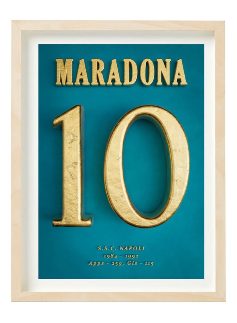 Boomah Accessories Maradona Napoli Golden Number Jersey Poster with Frame 30x40cm 